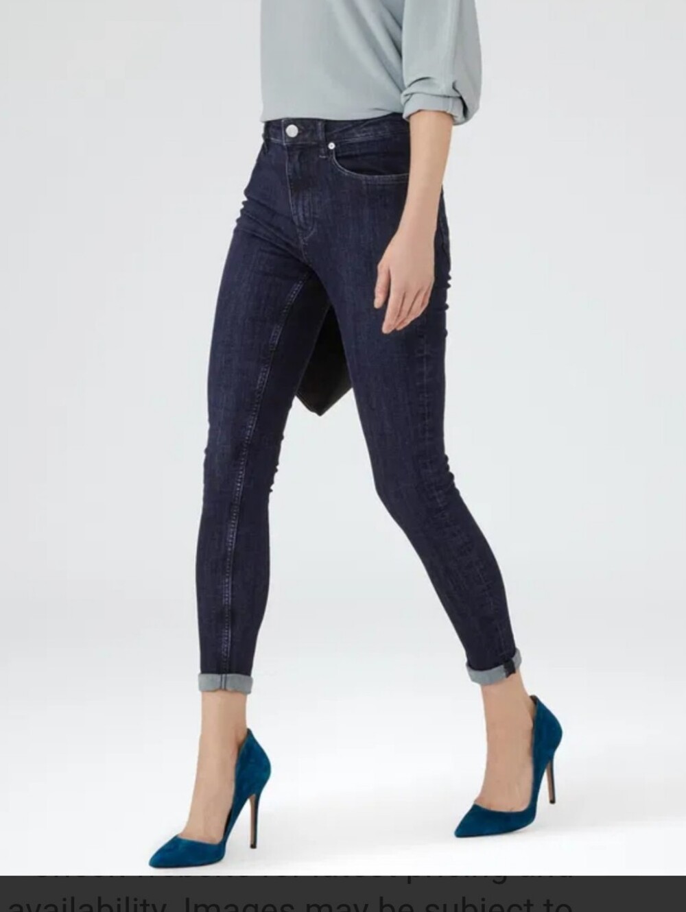 Reiss Hi Rise Skinny Stretch Jeans Helvin Dark Wash Sz 27